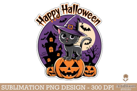 Download Happy Halloween Black Kitten Design Png - Premium Resources