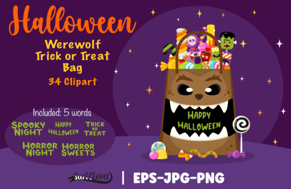 Download Halloween Werewolf Trick or Treat Bag - Trick or treat Collection
