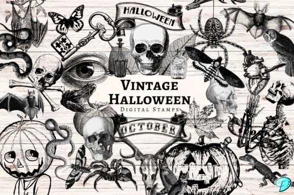 Download Vintage Halloween Digital Stamps - Halloween digital Collection