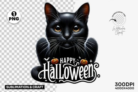 Download Happy Halloween Black Cat Clipart PNG - Premium Resources