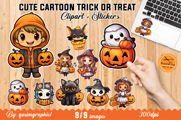 Download Cute Cartoon Trick or Treat Stickers - Trick or treat Collection